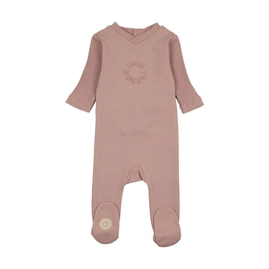 Mon Tresor Embossed Logo Footie- Mauveglow