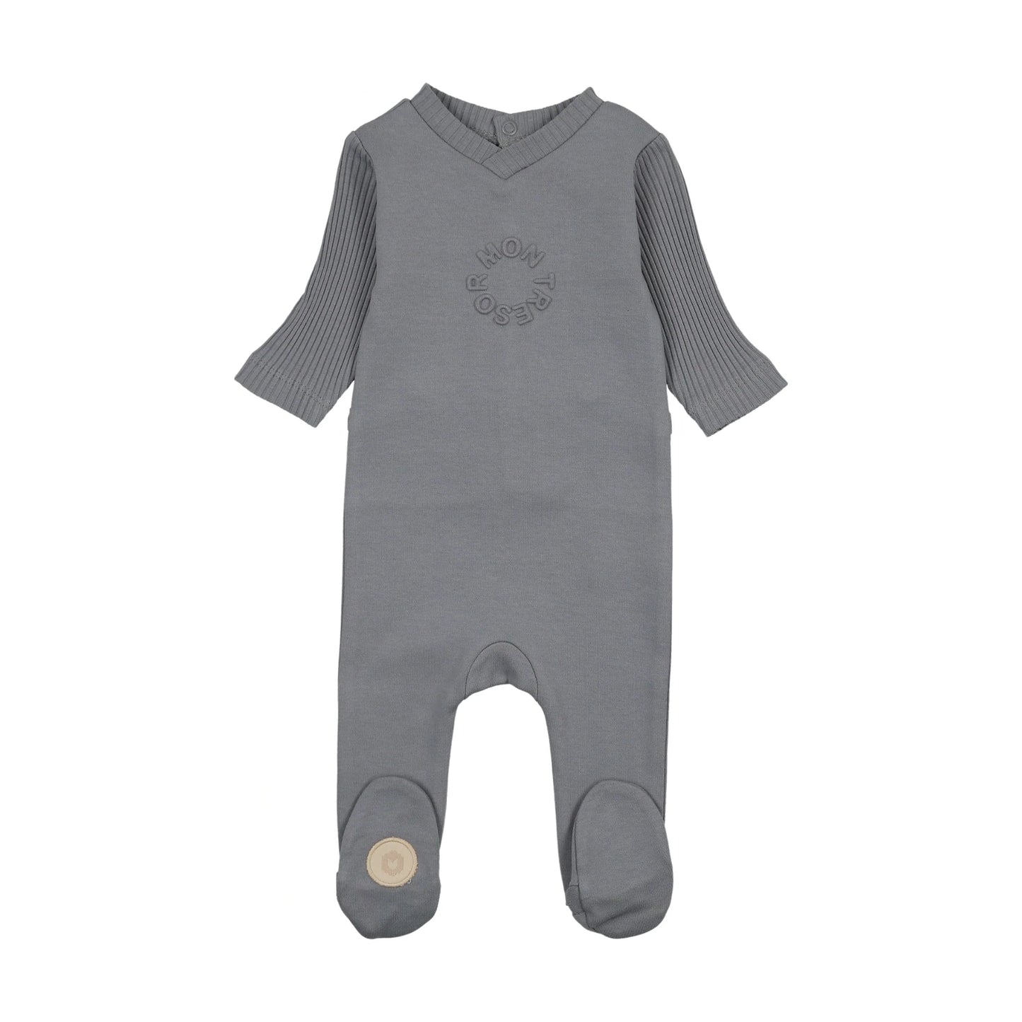 Mon Tresor Embossed Logo Footie- Ocean Blue