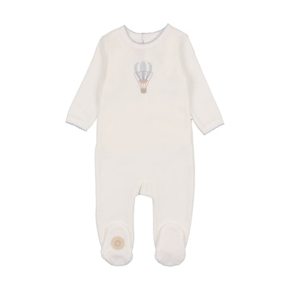 Mon Tresor Velour Embroidered Balloon Footie - Ivory