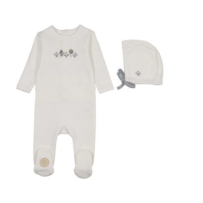 Mon Tresor Embroidered Garden Boys Footie Set