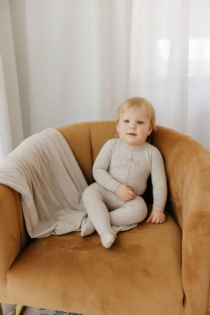 Ely's and Co Bird Seam Layette Set-Tan