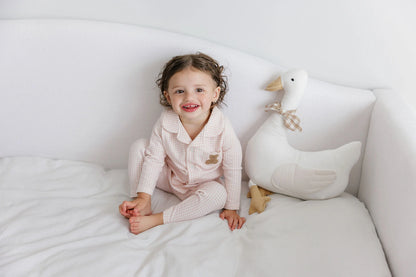 Ely's and Co Gingham Teddy Pajama - Pink