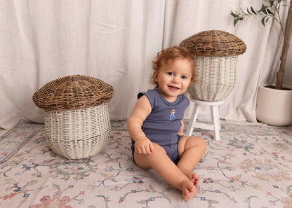 Mini Label Denim Blue Two Piece Fisherman Set- Boys