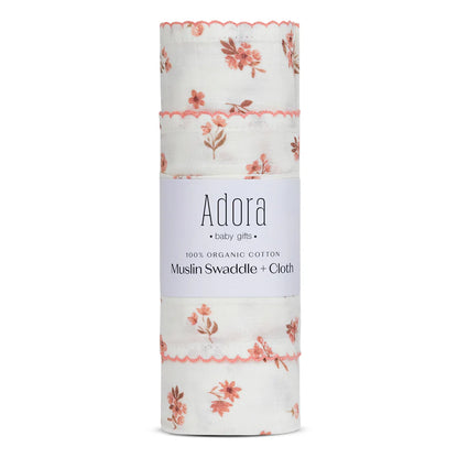Adora Floral Girls Swaddle + Cloth