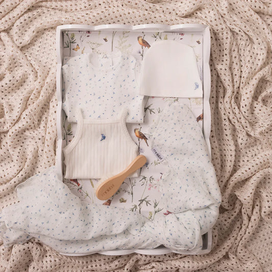 Mini Label White Bird All Over Print Gift Set-Boys