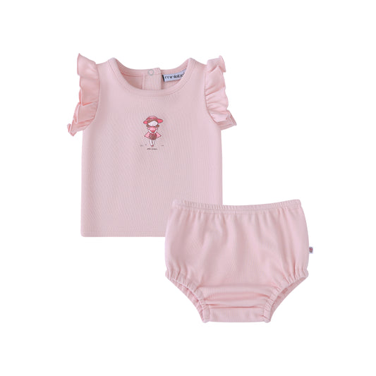 Mini Label Pink Doll Two Piece Set- Girls