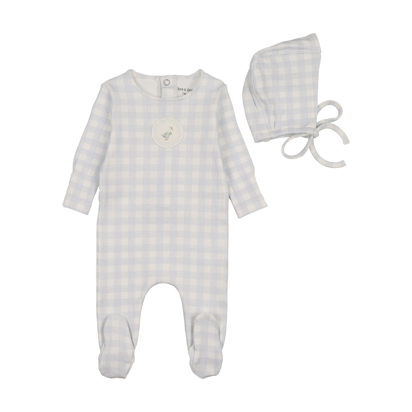 Bee & Dee Goose on Plaid Footie Set- Chalk White Boys