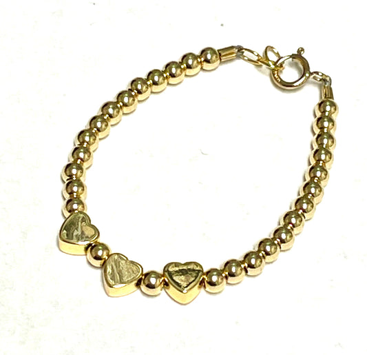 My Little Jewel 14KT Gold Heart Baby Bracelet