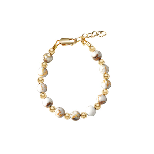 Circlets White Marbled and Gold Pattern Bracelet
