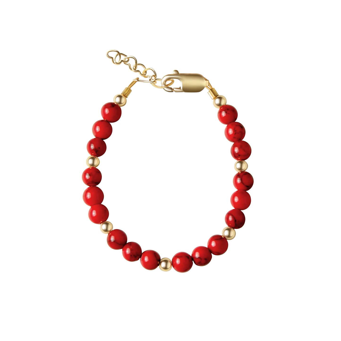 Circlets Red Bead with Gold Pattern Bracelet
