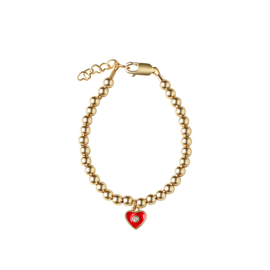 Circlets Gold with Red Hanging Heart Bracelet
