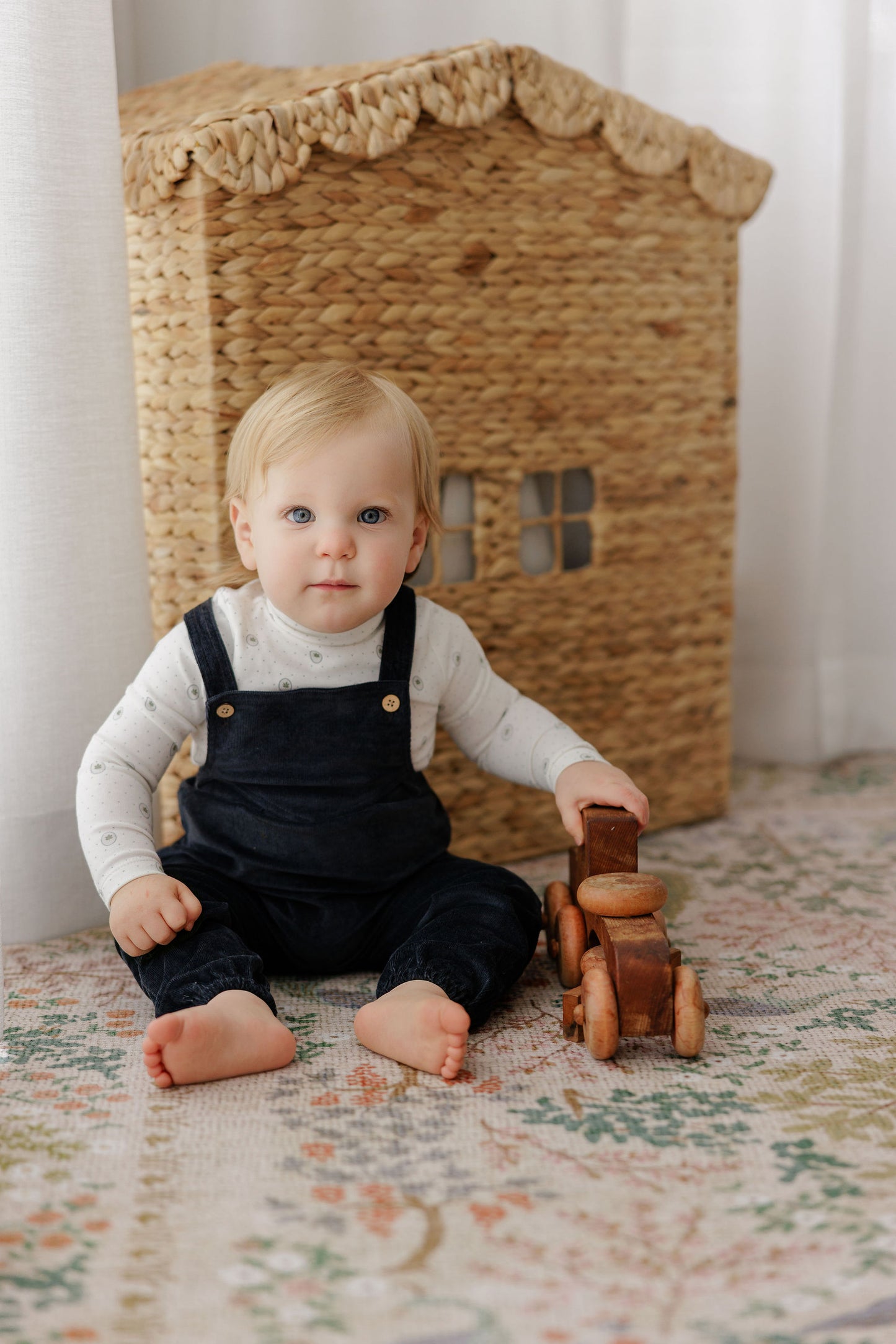 Ely's and Co Floral Dot overall with Mockneck - Blue