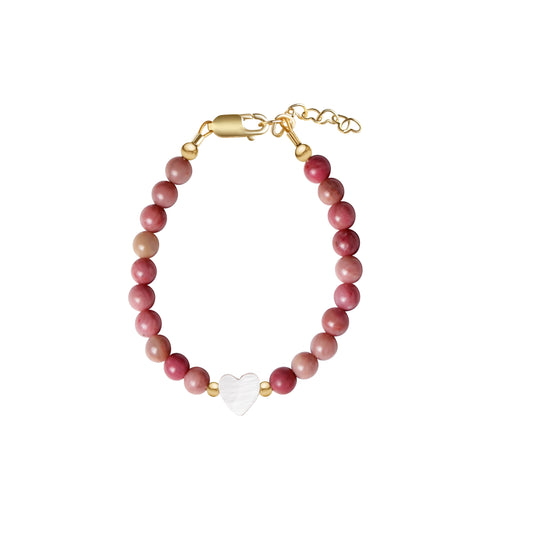 Circlets Mauve Beads with White Heart Bracelet