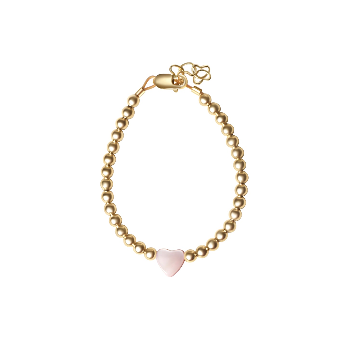 Circlets Gold Bead with Pink Heart Bracelet