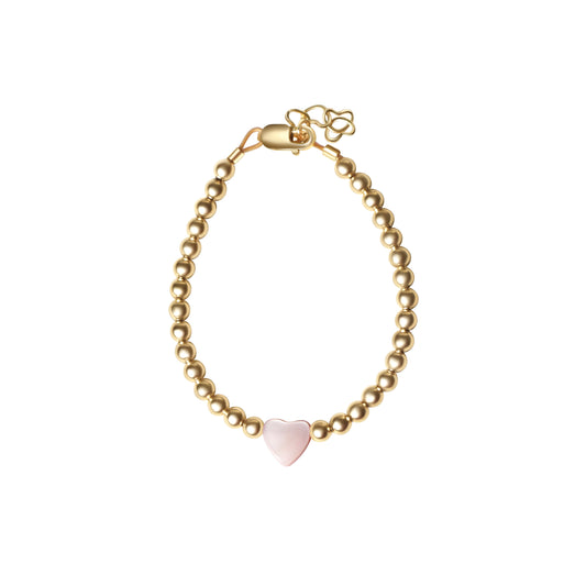 Circlets Gold Bead with Pink Heart Bracelet