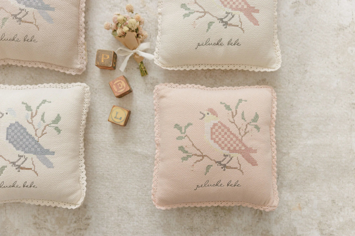 Peluche Cross Stitch Knit Pillow -Rose