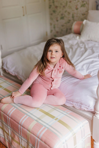 Ely's and Co Striped Velour Pajama -Pink