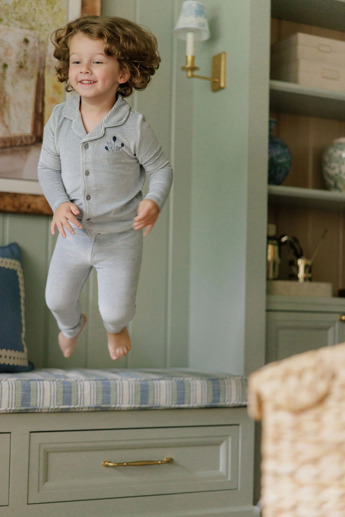 Ely's and Co Striped Pajama -Ivory Blue