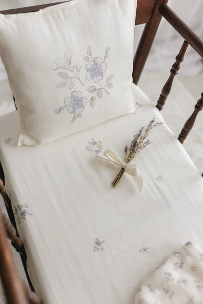 Peluche Blossom Quilted Blanket / Crochet Trim + Square Pillow - Powder - Powder