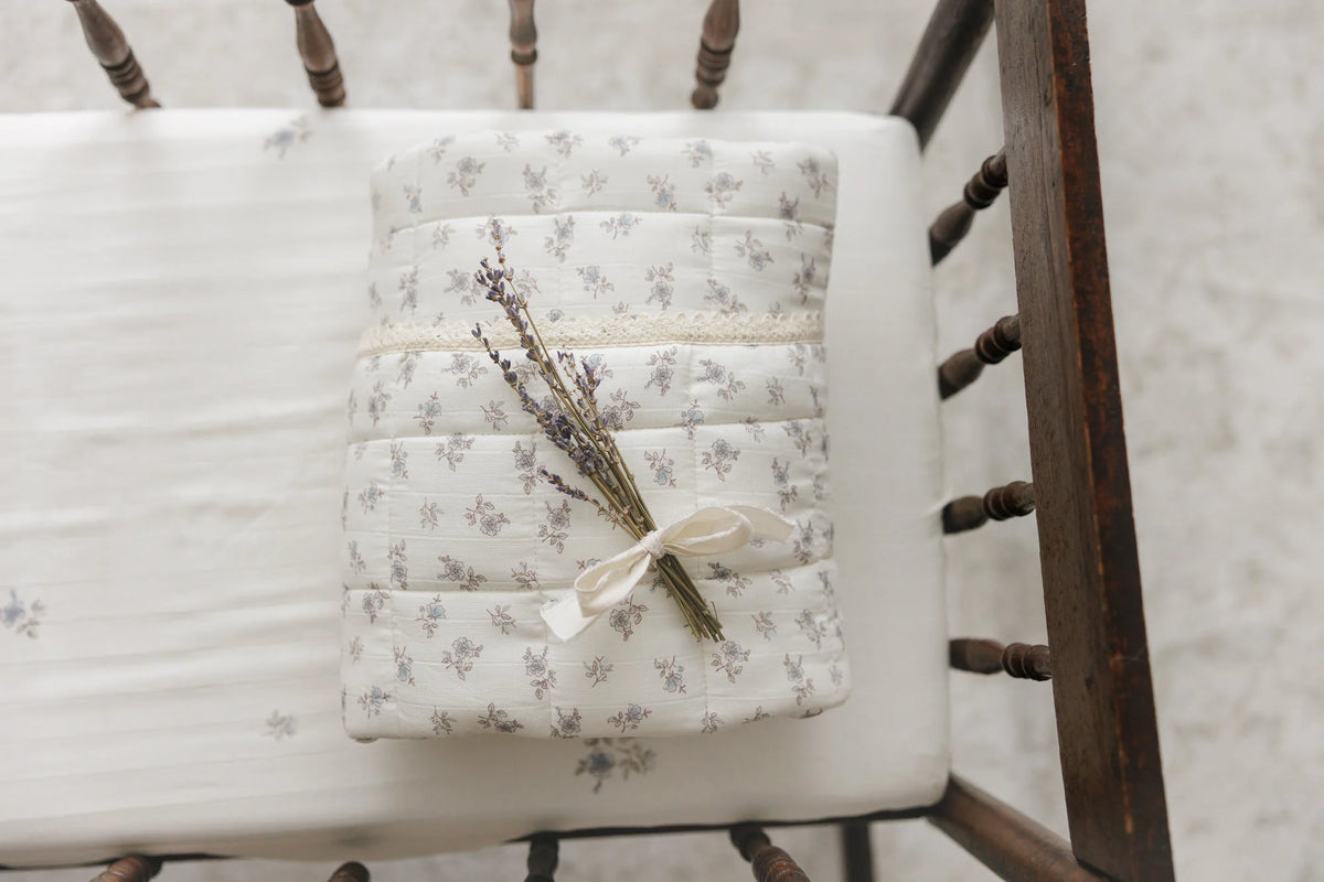 Peluche Blossom Quilted Blanket / Crochet Trim + Square Pillow - Powder - Powder