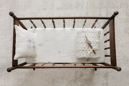 Peluche Blossom Quilted Blanket / Crochet Trim + Square Pillow - Powder - Powder