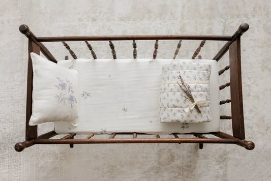 Peluche Blossom Quilted Blanket / Crochet Trim + Square Pillow - Powder - Powder
