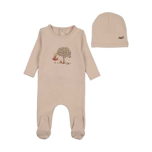 Bee & Dee Illustrated Image Footie Set- Champagne Pink