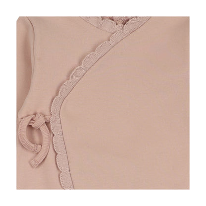 Mon Tresor Mon Tresor Knit Trim Wrap Footie & Hat Set- Pink Whip