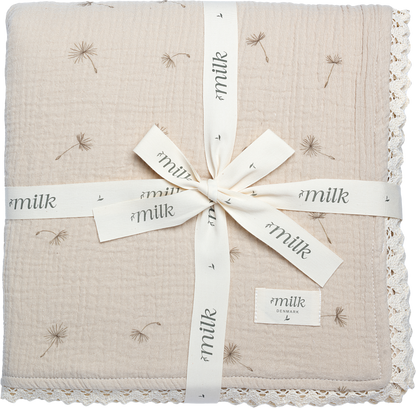 Milk Denmark Lace Edge Blanket - Wildflower Taupe
