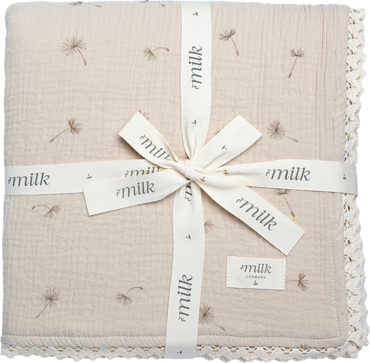 Milk Denmark Lace Edge Blanket - Wildflower Taupe