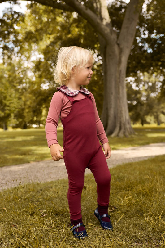 Ely's and Co French Terry Scottish Overall with Bodysuit-Pink
