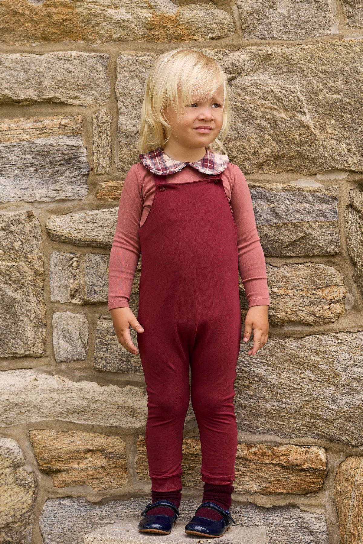 Ely's and Co French Terry Scottish Overall with Bodysuit-Pink