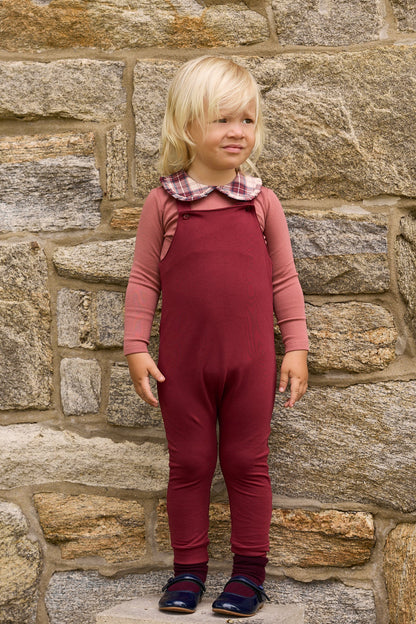 Ely's and Co French Terry Scottish Overall with Bodysuit-Pink