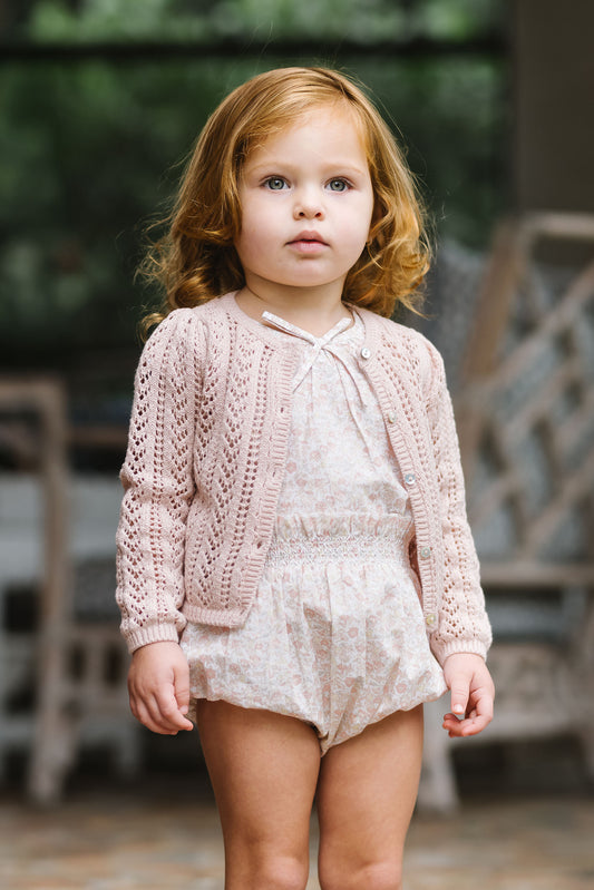 Lil Legs Girls Pointelle Cardigan -Bud Pink