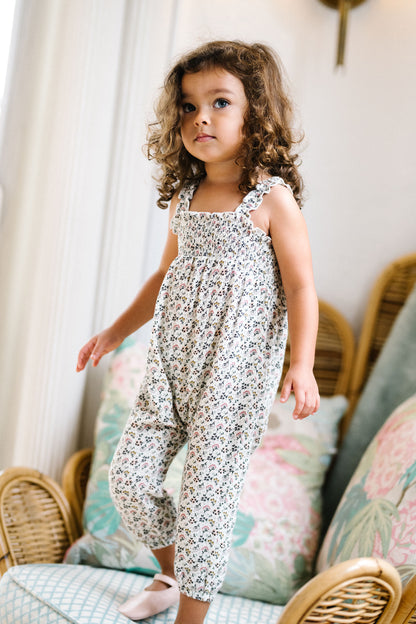 Lil Legs Smocked Bubble Romper-Multi Botanical