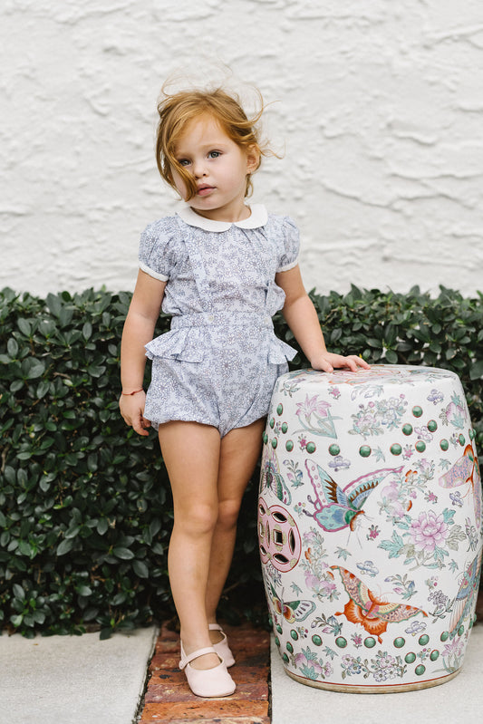 Lil Legs Mountain Meadows Bloomer Set- Clear Blue