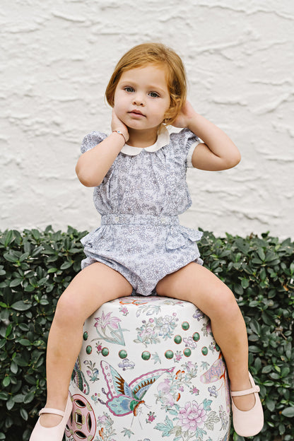 Lil Legs Mountain Meadows Bloomer Set- Clear Blue