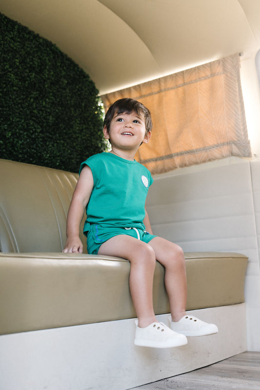Lil Legs Boating Crew Boys Set- Electric Green