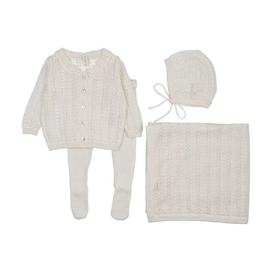 Lilette Crochet Bris Set + Blanket - Winter White