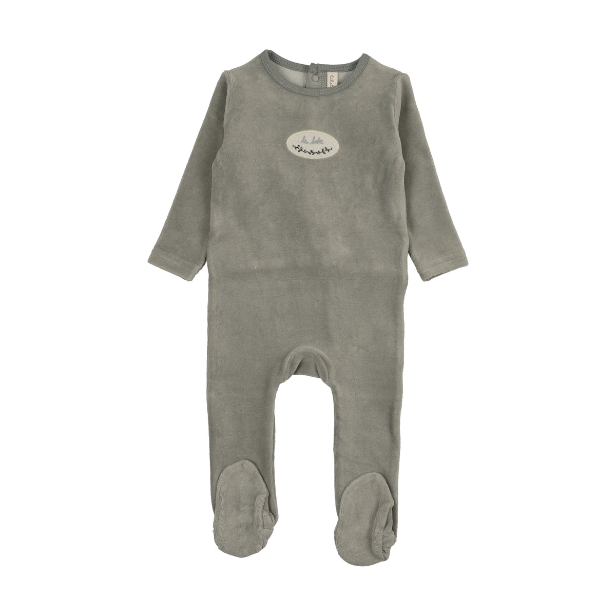 Lilette Velour Patch Footie - Light Blue