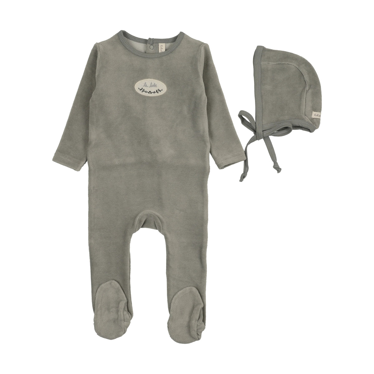 Lilette Velour Patch Footies Set - Light Blue