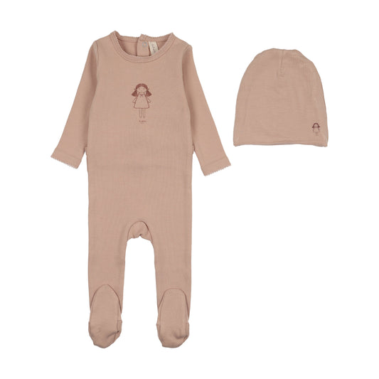 Lilette Molly Dolly Footie Set - Dusty Pink