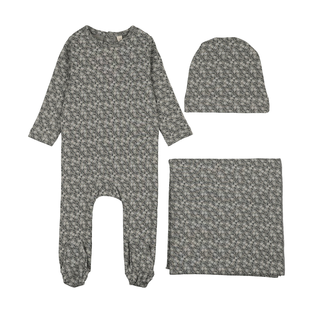 Lilette Dahlia Vines Print Layette Set - Light Blue