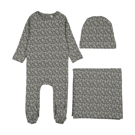 Lilette Dahlia Vines Print Layette Set - Light Blue