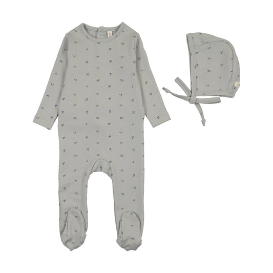 Lilette Bitsy Floral Footie Set - Pale Blue