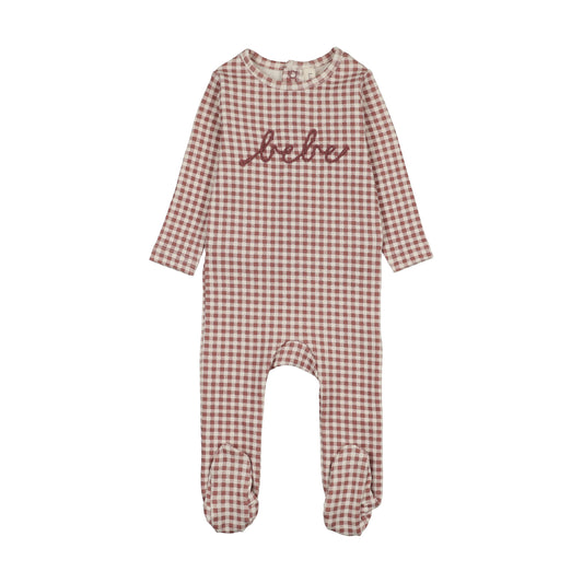 Lilette Gingham Bebe Footie - Mauve
