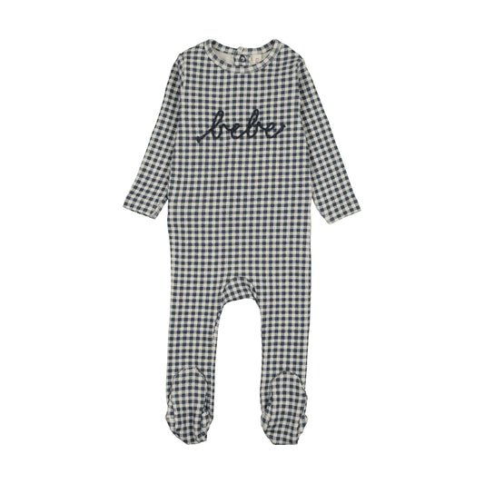 Lilette Gingham Bebe Footie - Off Navy