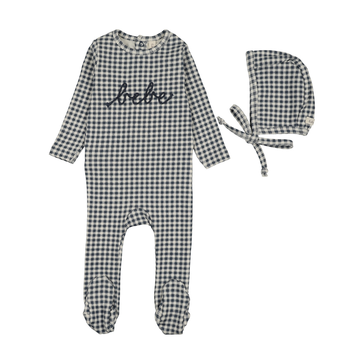 Lilette Gingham Bebe Footie Set - Off Navy