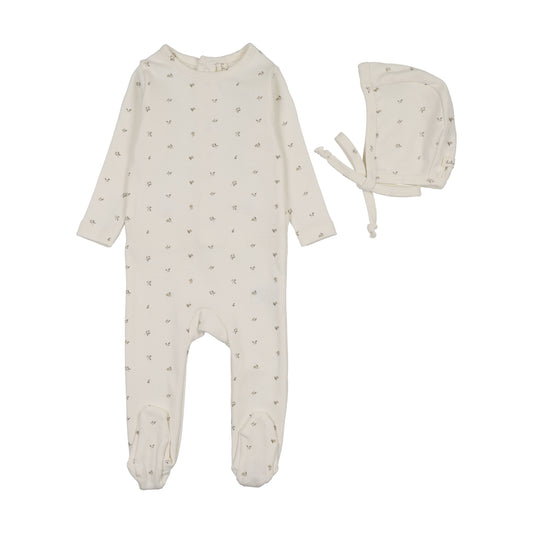 Lilette Bitsy Floral Footie Set - Cream/Oat