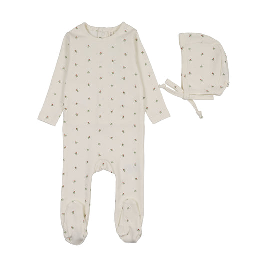 Lilette Bitsy Floral Footie Set - Cream/Pink